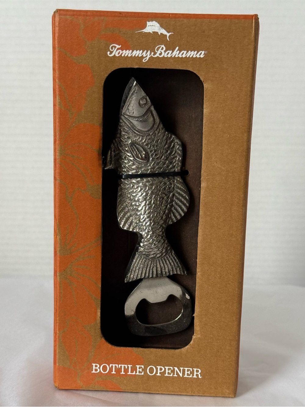 New in Box Tommy Bahama Silver Metal Fish Bottle Opener Beer